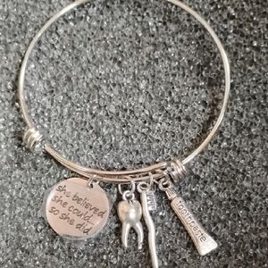 Silver Tone Charm Bracelet with Inspirational Quote